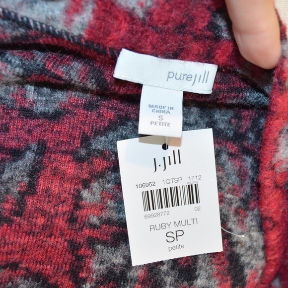 NWT J. Jill Ruby Red Cotton & Wool Blend Soft Open Cardigan, Size Small Petite - Picture 2 of 8